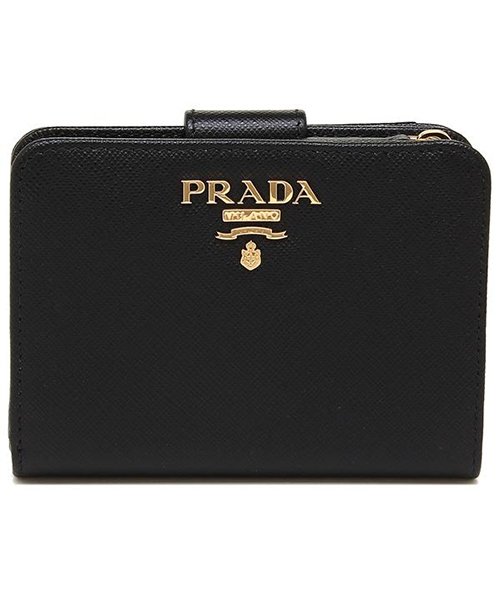 セール プラダ 財布 Prada 1ml018 Qwa F0002 Saffiano レディース 二つ折り財布 無地 Nero 黒 プラダ Prada Magaseek