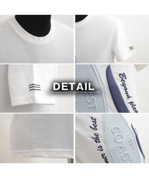 1111clothing(ワンフォークロージング)/半袖 tシャツ サーフボード メンズ レディース 韓国ファッション ペアルック カップル デニム エンボス 刺繍 お揃い カットソー トップス 細身 タイト 2/img15