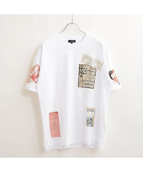 1111clothing(ワンフォークロージング)/【シート転写コラージュビッグTシャツ】  ビッグtシャツ メンズ レディース キッズ 韓国 ファッション 夏 夏物 夏服 オーバーサイズ tシャツ ペアルック /img01