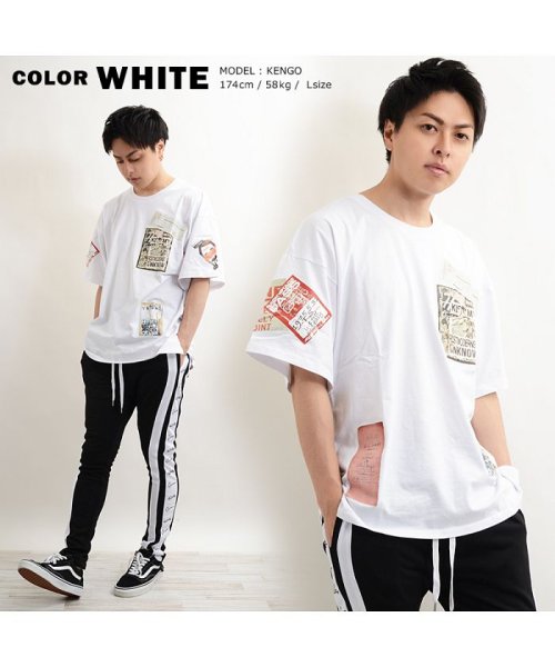 1111clothing(ワンフォークロージング)/【シート転写コラージュビッグTシャツ】  ビッグtシャツ メンズ レディース キッズ 韓国 ファッション 夏 夏物 夏服 オーバーサイズ tシャツ ペアルック /img05