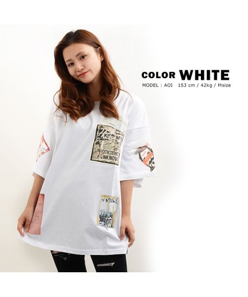 1111clothing(ワンフォークロージング)/【シート転写コラージュビッグTシャツ】  ビッグtシャツ メンズ レディース キッズ 韓国 ファッション 夏 夏物 夏服 オーバーサイズ tシャツ ペアルック /img06