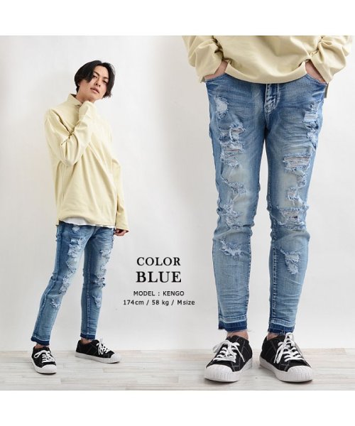 セール 10 Off ダメージデニム デニムパンツ メンズ レディース 韓国 ファッション 秋 冬 ペアルック カップル お揃い スキニーパンツ ボトムス 服 ジーパン ジーンズ 2 ワンフォークロージング 1111clothing Magaseek