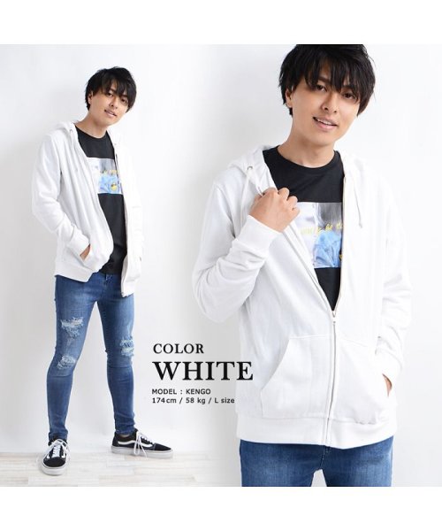 1111clothing(ワンフォークロージング)/ジップパーカー パーカー 無地 メンズ レディース 秋冬 秋 冬 シンプル 韓国ファッション 全5色 白 黒 グレー 赤 ネイビー 綿100% 長袖 フード 薄/img06