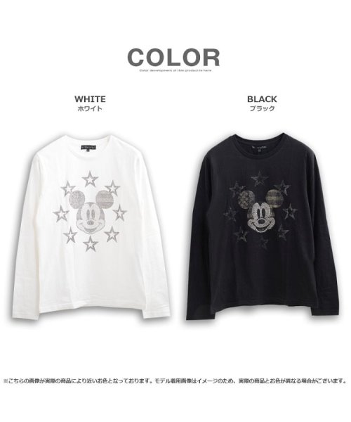 1111clothing(ワンフォークロージング)/【ラインストーンミッキーロンTee(顔)】 韓国 tシャツ ペアルック カップル お揃い 長袖 デート ミッキー Mickey ロンtee カップル ディズニー/img12