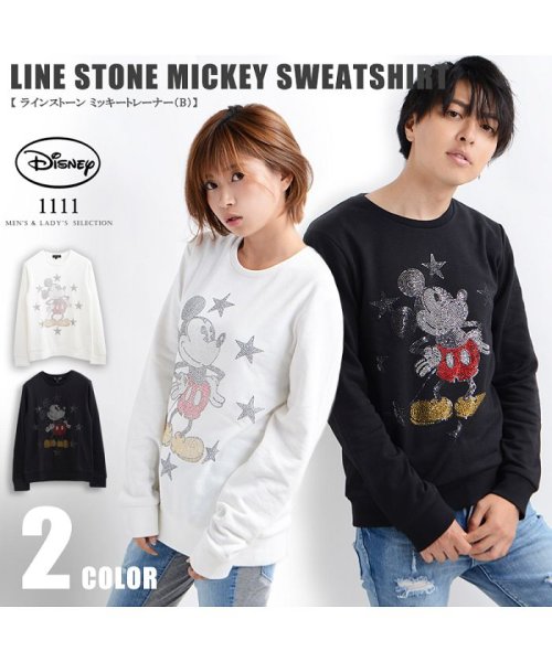 ラインストーンミッキートレーナー B Br ミッキー 男女兼用 トレーナー カップル ディズニー ペアルック メンズ レディース トップス 可愛い カワ ワンフォークロージング 1111clothing Magaseek