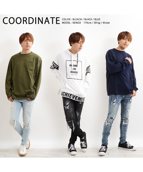 1111clothing(ワンフォークロージング)/パンツ ボトムス スキニー デニム デニムパンツ ダメージ ダメージジーンズ リペア ジーンズ 男女兼用 メンズ レディース 韓国 ファッション お揃いコーデ /img16