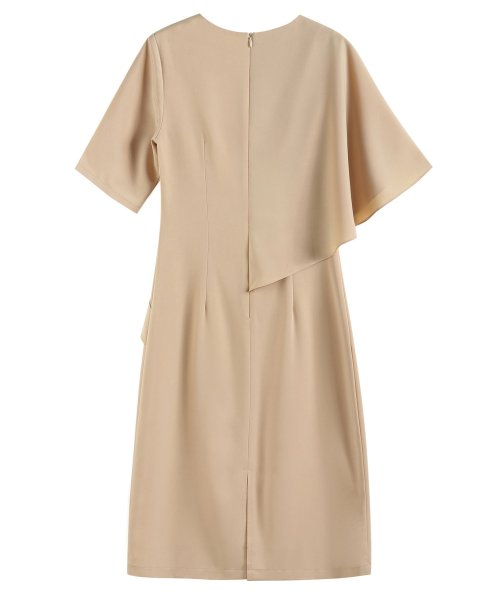DRESS+(ドレス プラス)/ケープスリーブと半袖のアシンメトリー袖結婚式ワンピース/img02