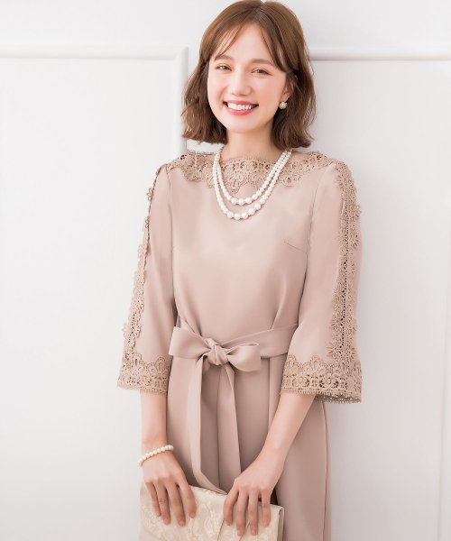 DRESS+(ドレス プラス)/レース7分袖＆デコルテ刺繍ワンピースドレス・結婚式ワンピース・お呼ばれパーティードレス/img14