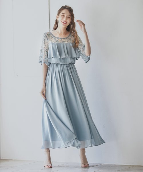 DRESS+(ドレス プラス)/胸元フリルのレースドレス・結婚式ワンピース・お呼ばれパーティードレス/img03