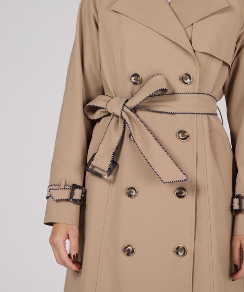 セール 大きいサイズ ステッチトレンチコート ビアッジョブルー Viaggio Blu Magaseek