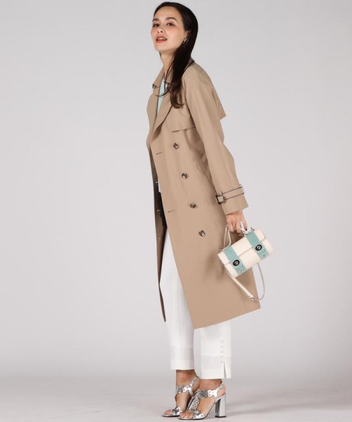 セール 大きいサイズ ステッチトレンチコート ビアッジョブルー Viaggio Blu Magaseek