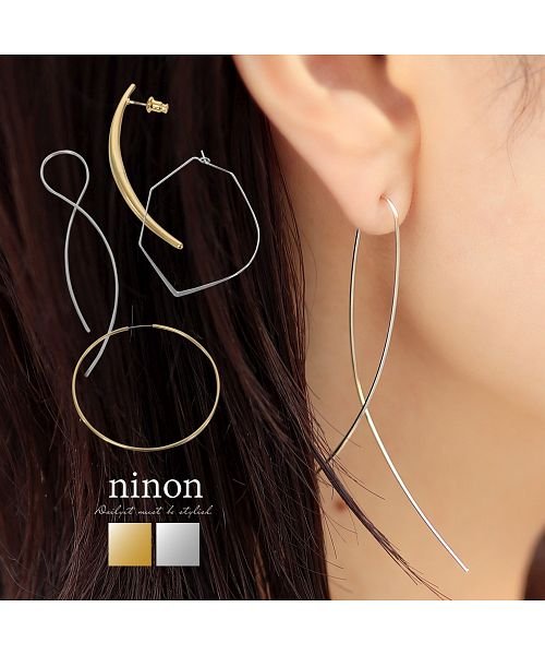 ninon(ニノン)/【5種展開】極細ワイヤーシンプルラインピアス/img01