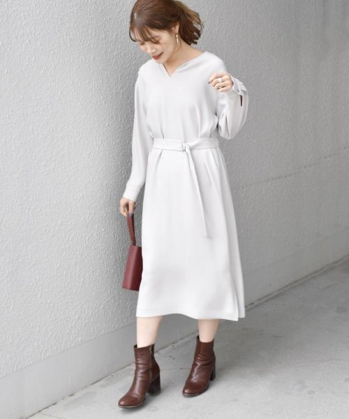 セール リサイクルポリエステルキーネックワンピース フォーマル対応 シップス ウィメン Ships Women Magaseek