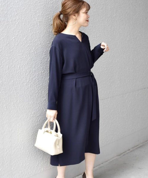 セール リサイクルポリエステルキーネックワンピース フォーマル対応 シップス ウィメン Ships Women Magaseek