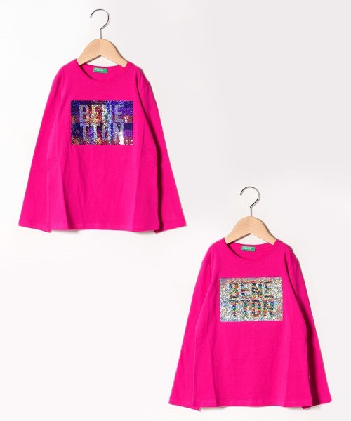 BENETTON (UNITED COLORS OF BENETTON GIRLS)(ユナイテッド　カラーズ　オブ　ベネトン　ガールズ)/リバーシブルスパンコールロゴ長袖Tシャツ・カットソー/img10