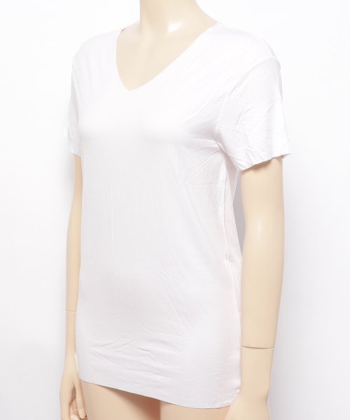 aimoha(aimoha（アイモハ）)/シームレス V型 リブ Tシャツ/img01