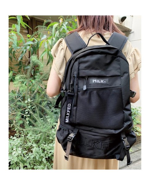 G.NINE(ジーナイン)/MILKFED ミルクフェド NEO EMBROIDERY BIG BACKPACK BAR リュック バックパック レディース 通勤 通学 ナイロン ボックス/img14