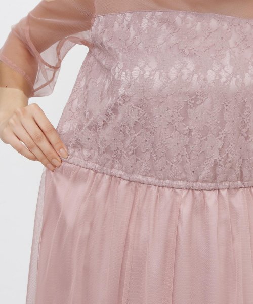 ハイネックチュールドレス・結婚式・お呼ばれワンピース・パーティードレス 結婚式 二次会 同窓会