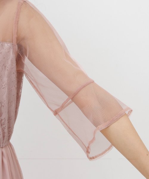 ハイネックチュールドレス・結婚式・お呼ばれワンピース・パーティードレス 結婚式 二次会 同窓会