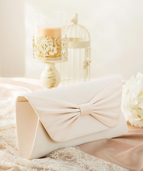 結婚式 お呼ばれに使えるパーティーバッグ リボンデザインサテンパーティークラッチバッグ ドレス スター Dress Star Magaseek