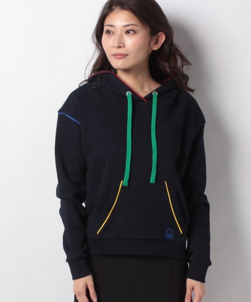 BENETTON (women)(ベネトン（レディース）)/マルチカラーステッチスウェットフードパーカー/img39