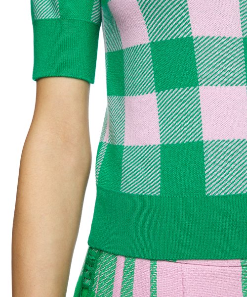 BENETTON (women)(ベネトン（レディース）)/モックネックブロックチェック半袖ニット・セーター/img05