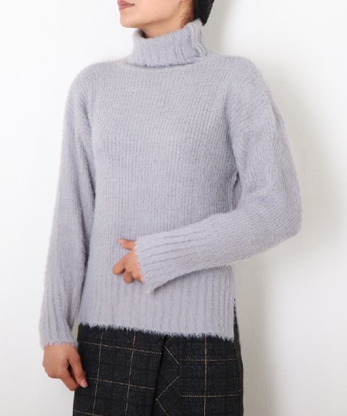 セール シャギーニット ハイネック ニットセーター スリット ニット レディース プルオーバー ミニミニストア Miniministore Magaseek