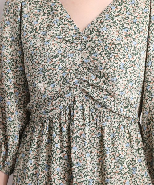 セール フロントギャザー花柄ワンピース ビス Vis Magaseek