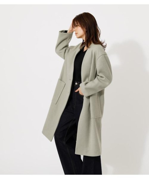 AZUL by moussy(アズールバイマウジー)/COLLARLESS MIDY COAT/img17