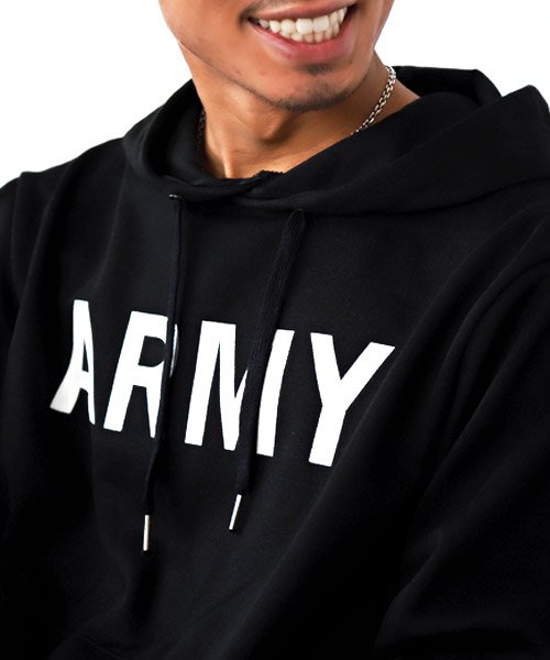 Armyパーカー パーカー メンズ 長袖 プリント Army ストリート系 ラグスタイル Luxstyle Magaseek