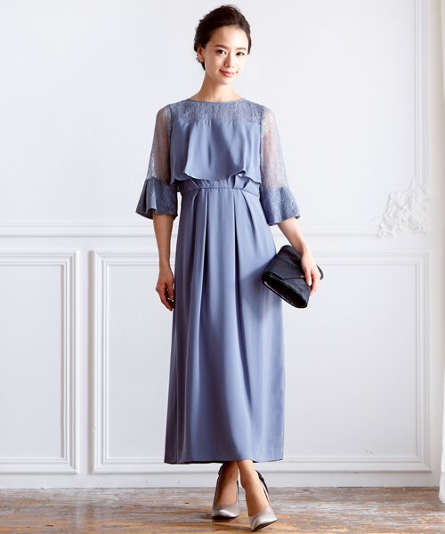 ロング丈七分袖レースワンピースドレス 結婚式 袖あり パーティードレス フォーマルドレス お呼ばれ ドレス ミセス 二次会 同窓会 成人式 ゴム 透け感  XU1571141554(12155円)