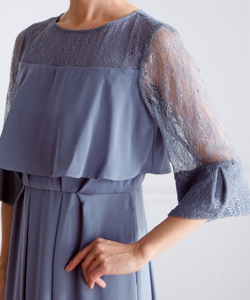 ロング丈七分袖レースワンピースドレス 結婚式 袖あり パーティードレス フォーマルドレス お呼ばれ ドレス ミセス 二次会 同窓会 成人式 ゴム 透け感  XU1571141554(12155円)