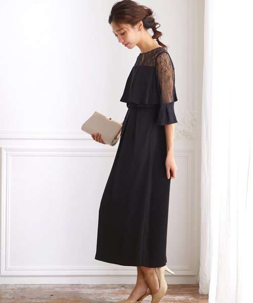 ロング丈七分袖レースワンピースドレス 結婚式 袖あり パーティードレス フォーマルドレス お呼ばれ ドレス ミセス 二次会 同窓会 成人式 ゴム 透け感  XU1571141554(12155円)