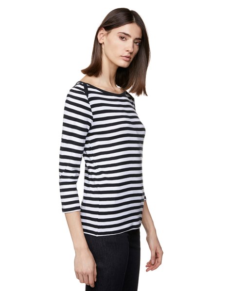 BENETTON (women)(ベネトン（レディース）)/コットンボートネックボーダー7分袖Tシャツ・カットソー/img01