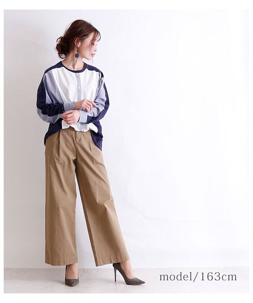 Sawa a la mode(サワアラモード)/シャツ風切り替えの長袖トップス/img01