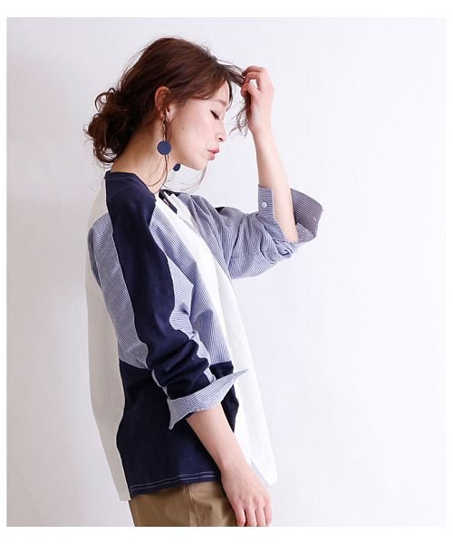 Sawa a la mode(サワアラモード)/シャツ風切り替えの長袖トップス/img04