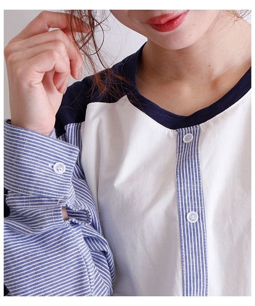Sawa a la mode(サワアラモード)/シャツ風切り替えの長袖トップス/img06