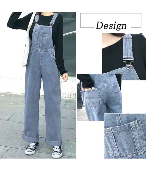 セール オールインワン サロペット デニム レディース サロペット パンツ ロールアップデニム ロングパンツ ミニミニストア Miniministore Magaseek