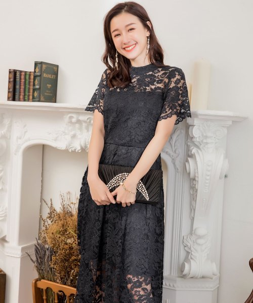 DRESS+(ドレス プラス)/ロング丈総レース結婚式パーティードレス/img10