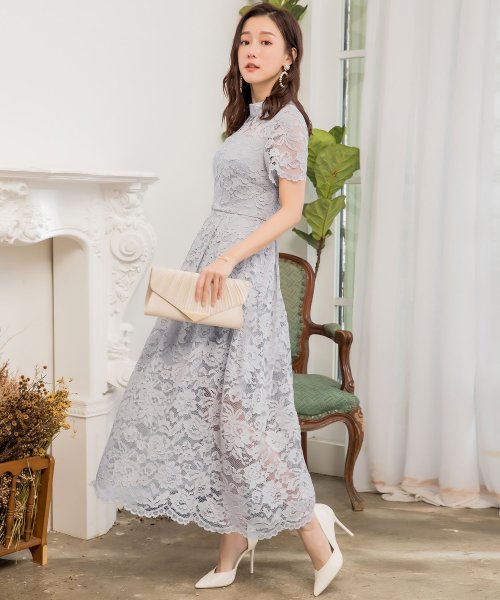 DRESS+(ドレス プラス)/ロング丈総レース結婚式パーティードレス/img15