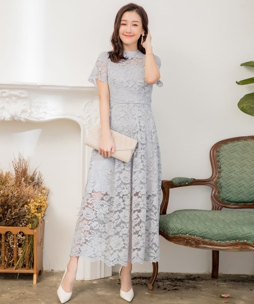 DRESS+(ドレス プラス)/ロング丈総レース結婚式パーティードレス/img19