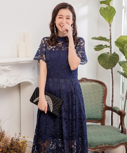 DRESS+(ドレス プラス)/ロング丈総レース結婚式パーティードレス/img26