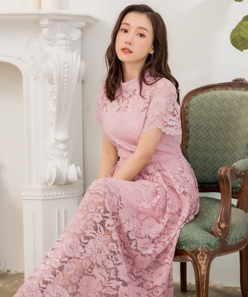 DRESS+(ドレス プラス)/ロング丈総レース結婚式パーティードレス/img37