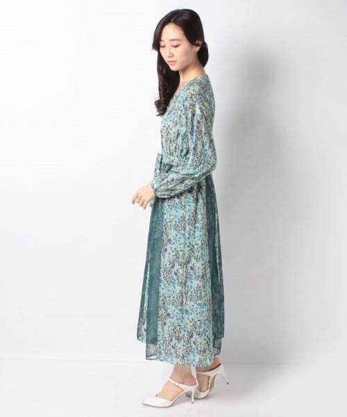 セール アナウンサー着用 小花プリントxレースオープンワンピース トーナル Tonal Magaseek