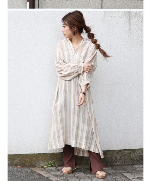 ヘンリーネックストライプワンピース 502908323 アングリッド