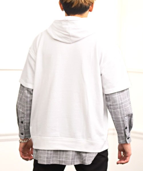 レイヤードチェック柄パーカー パーカー メンズ ビッグシルエット フェイクレイヤード Orihime Tv レイヤードチェック柄パーカー パーカー メンズ ビッグシルエット フェイクレイヤード Orihime Tv