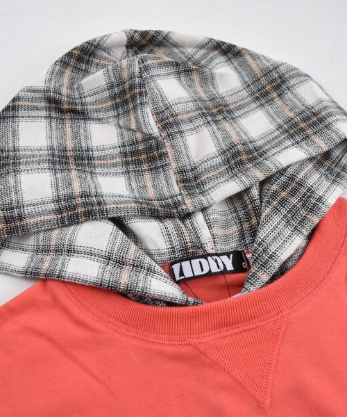ZIDDY(ジディー)/チェック レイヤード風 フード付き Tシャツ(130cm~160cm)/img04