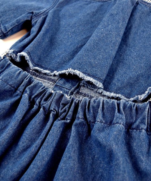 セール ニコプチ掲載 背中開き フリンジ デニム ワンピース 130cm 160cm ジディー Ziddy Magaseek