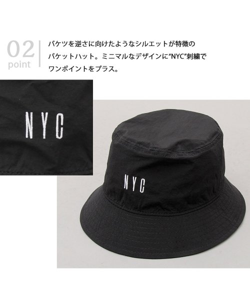 AMS SELECT(エーエムエスセレクト)/【HIDETRADING PRODUCT】撥水ワッシャー加工ナイロンバケットハット/NYC刺繍/img03