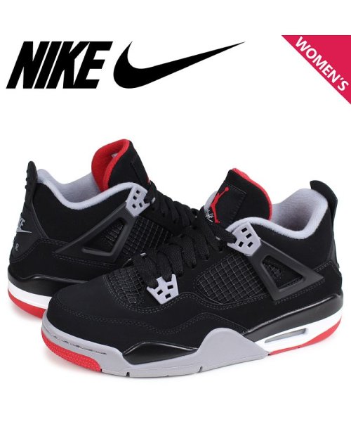 クーポン開催中 Nike Air Jordan 4 Retro Gs Bred ナイキ エアジョーダン4 レトロ スニーカー レディース ブラック 黒 060 ナイキ Nike Magaseek